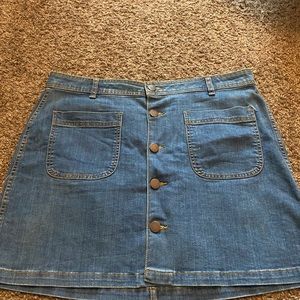 Button up jean skirt with front pockets